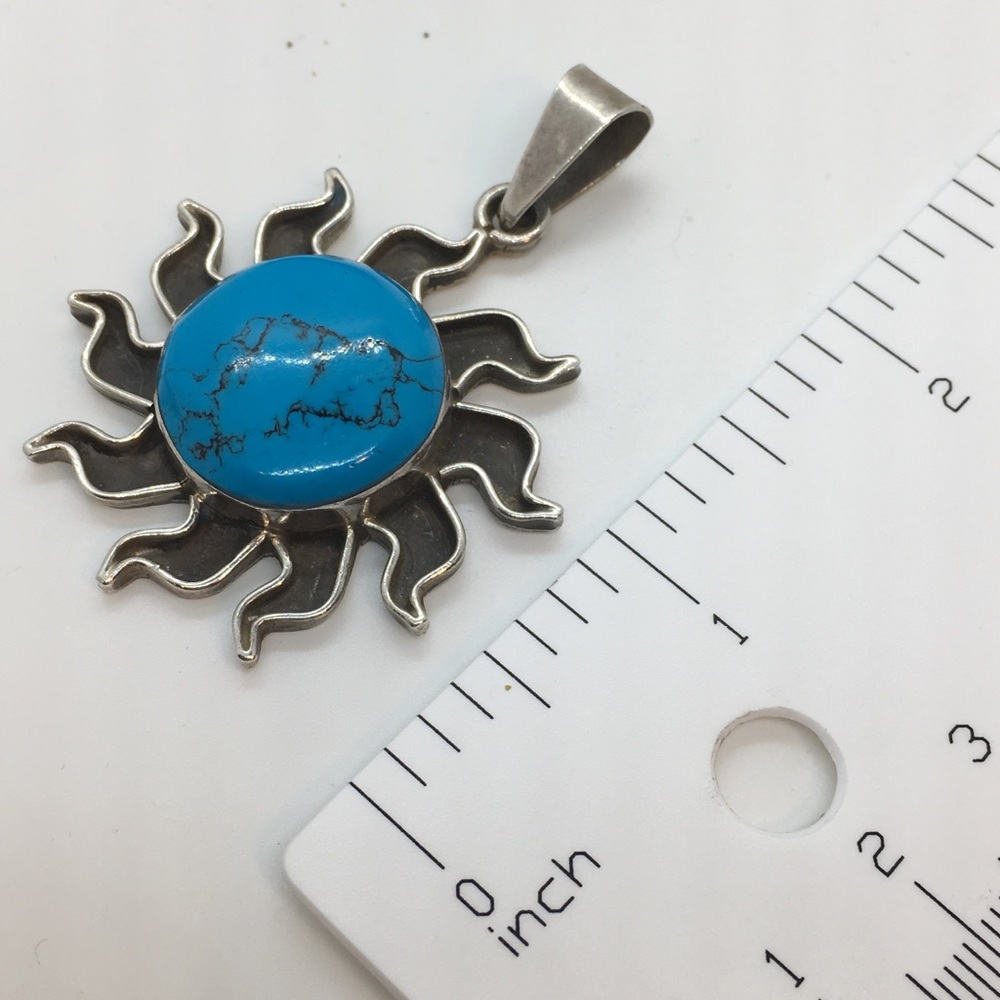 Sterling Silver & Turquoise Sun Pendant
